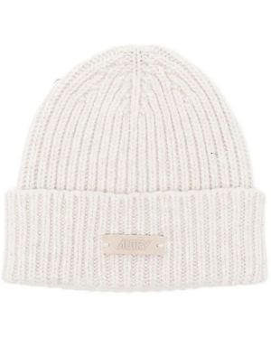 Autry Ribbed Wool Beanie - White