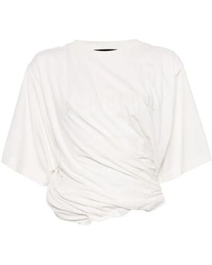 ALAINPAUL Logo-Embroidered Draped T-Shirt - White
