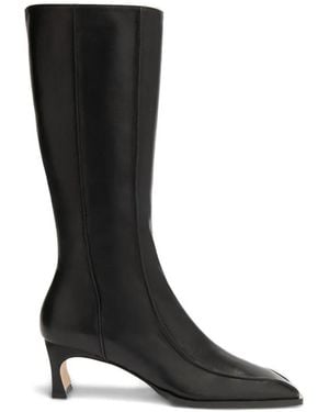 BY FAR Nieves Square-Toe Leather Boots - Black