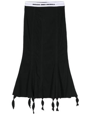 Natasha Zinko Long John Ribbed Cotton Skirt - Black