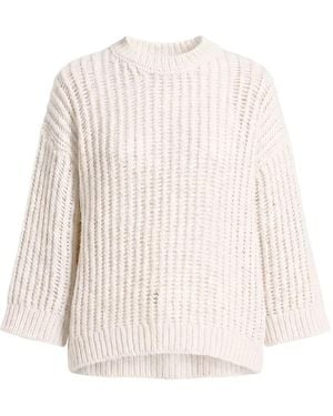 Peserico Grob Gestrickter Pullover Mit Dreiviertelärmeln - Weiß