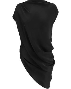 Oude Waag Asymmetric Draped Top - Black
