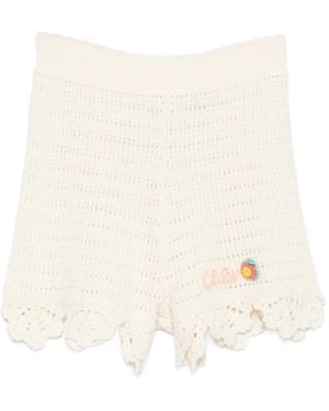 Chloé Crochet-Knit Scalloped-Edge Shorts - White