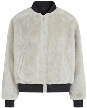 KARL LAGERFELD Reversible Faux-Fur Bomber Jacket - Grey