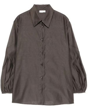 Peserico Solid Shirt Collar Top - Grey