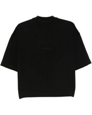 Hamza Logo-Embroidered Boxy T-Shirt - Black