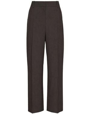 Lee Mathews Myles High-Waisted Wide-Leg Trousers - Brown