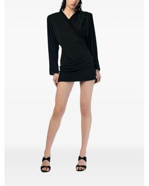 ANDRA ANDREESCU Soline Draped Wrap Mini Dress - Black