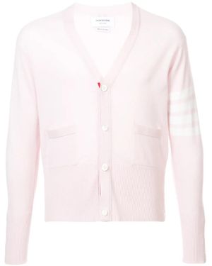 Thom Browne Cashmere Striped Sleeve Cardigan - Pink