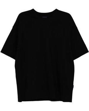 Juun.J Logo-Embroidered Dropped-Shoulder T-Shirt - Black