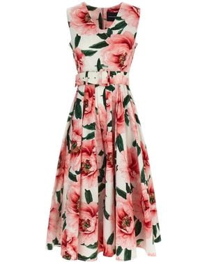 Samantha Sung Robe Mi-Longue Abilia À Fleurs - Blanc