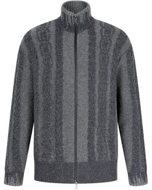 Shanghai Tang Cable-Knit Zip Cardigan - Grey