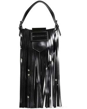 VAQUERA Fringe-Detail Leather Tote Bag - Black