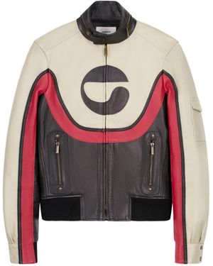 Coperni Leren Jack Met Vlakken En C-Logo - Grijs