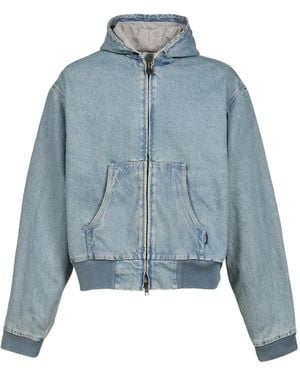 Vetements Hooded Washed Denim Jacket - Blue