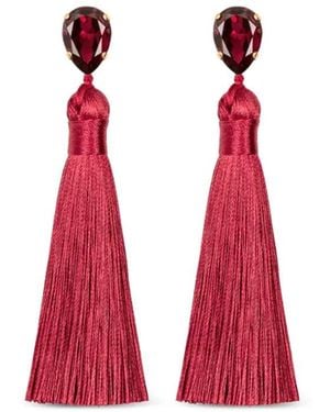 Jennifer Behr Francine Teardrop Tassel Earrings - Red