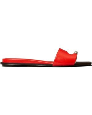 Tory Burch Pierced Open-Toe Slide Sandals - Red