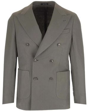 Al Duca d'Aosta Double-Breasted Cotton Blazer - Grey