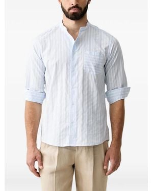 Benetton Striped Mandarin-Collar Shirt - White