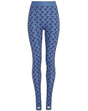 Marine Serre Moon-Print Jersey Leggings - Blue