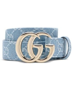 Gucci Jeansgürtel Mit Gg Monogramm - Blau