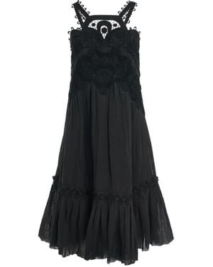 Chloé Vestido Con Encaje Bordado - Negro