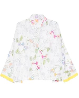Injiri Camisa Con Estampado Floral - Blanco