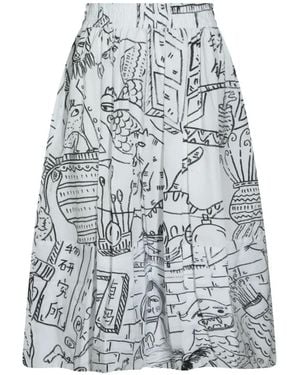 TALKING WALLS Graphic-Print Elasticated-Waist Midi Skirt - Grey