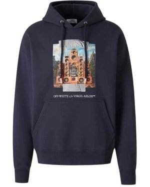 Off-White c/o Virgil Abloh Graphic-Print Hoodie - Blue