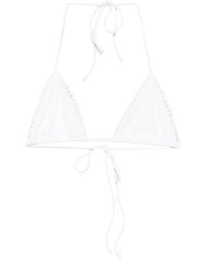 Frankie's Bikinis X Jennie Nick Crochet Triangle Bikini Top - White