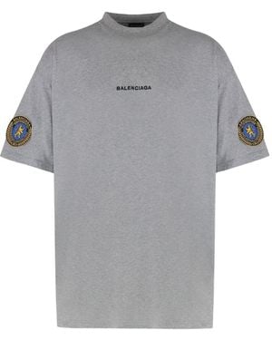 Balenciaga Besticktes T-Shirt mit rundem Ausschnitt - Grau