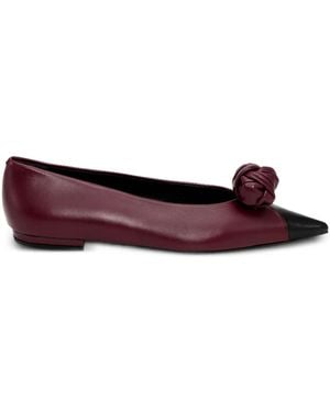 ROTATE BIRGER CHRISTENSEN Knot-Appliqué Ballet Flats - Brown