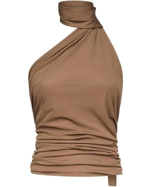 Ludovic de Saint Sernin Halter Draped Top - Brown