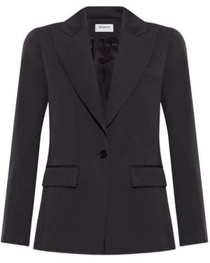 Balmain Blazer De Lana Con Botones - Azul