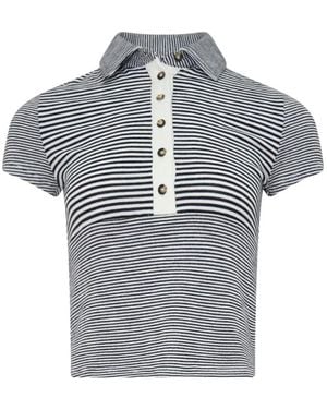 Rag & Bone The Knit Striped Polo Shirt - Grey