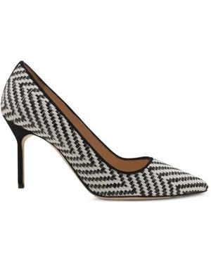 Manolo Blahnik Bb Pointed-Toe Raffia Pumps - Metallic