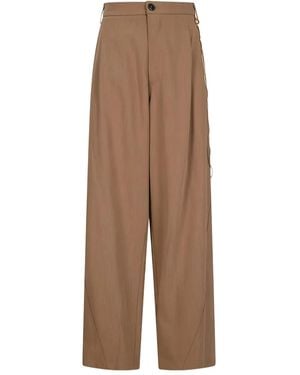 DARKPARK Chain-Embellished Pleated Pants - Brown