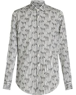Etro Zebra-Print Long-Sleeved Shirt - Grey