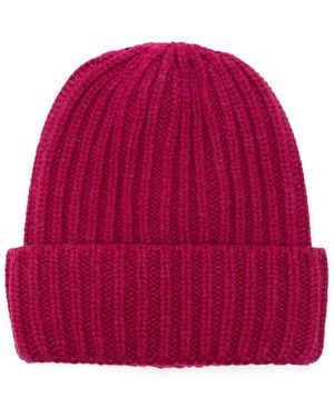 Raffaello Bettini Ribbed-Knit Cashmere Beanie - Red