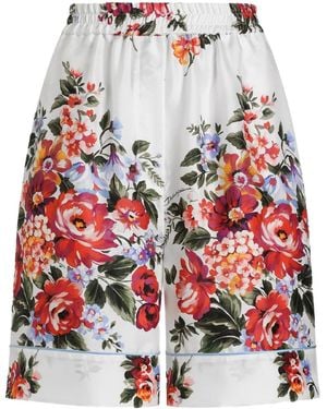 Dolce & Gabbana Floral-Print Tie Shorts - Red