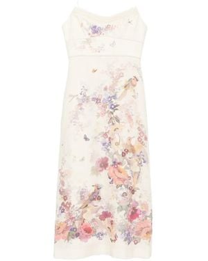 Zimmermann Floral-Print Midi Dress - White