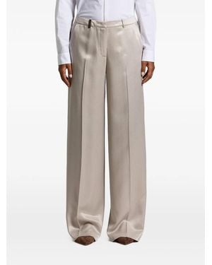 Peserico Satin-Finish Wide-Leg Pants - Gray