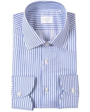 Xacus Gestreept Katoenen Overhemd - Blauw