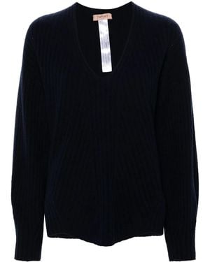 Twinset V-Neck Ribbed-Knit Jumper - Black