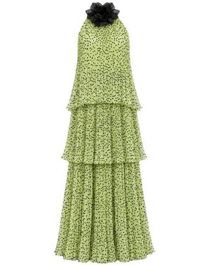 Charo Ruiz Polka-Dot Pleated Maxi Dress - Green