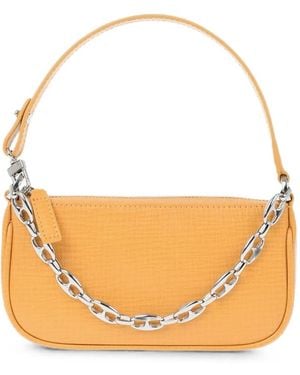 BY FAR Mini Rachel Embossed-Leather Shoulder Bag - Natural