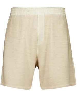 120% Lino Elasticated-Waistband Track Shorts - Natural