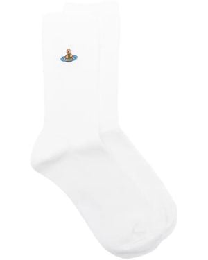 Vivienne Westwood Checked Logo Socks - White