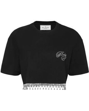 Philipp Plein Signature クロップド Tシャツ - ブラック