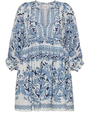 Cara Cara Baroque-Print Mini Dress - Blue